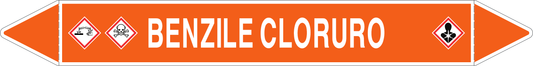 GLOBAL PACCO DA 10 ETICHETTE PER TUBAZIONI - BENZILE CLORURO - Etichetta Autoadesiva Resistente