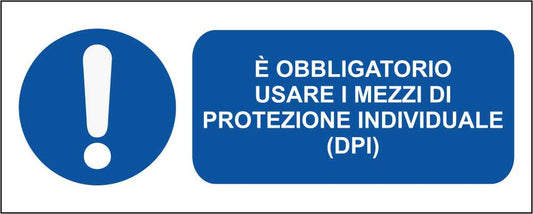 È obbligatorio usare i mezzi di protezione individuali - CARTELLO SEGNALETICO UNI ISO 7010 in Adesivo Resistente, Pannello in Forex, Pannello In Alluminio