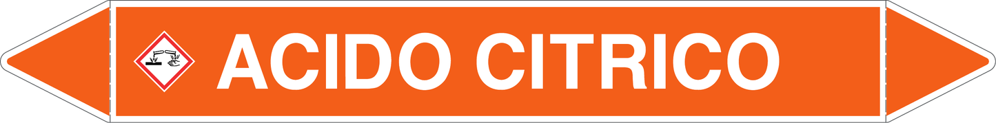 GLOBAL PACCO DA 10 ETICHETTE PER TUBAZIONI - ACIDO CITRICO - Etichetta Autoadesiva Resistente