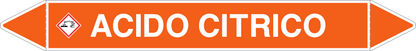 GLOBAL PACCO DA 10 ETICHETTE PER TUBAZIONI - ACIDO CITRICO - Etichetta Autoadesiva Resistente