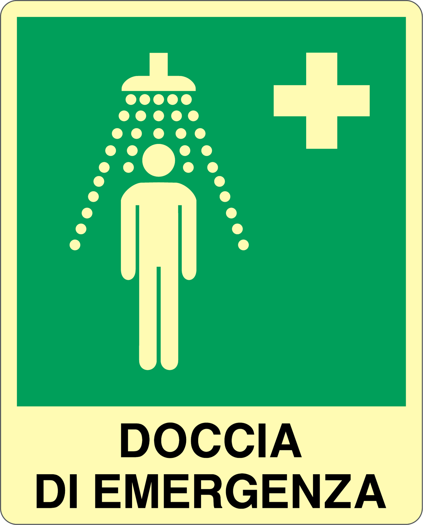 GLOBAL CARTELLO SEGNALETICO LUMINESCENTE - DOCCIA DI EMERGENZA - Adesivo Luminescente O Pannello Rigido Luminescente