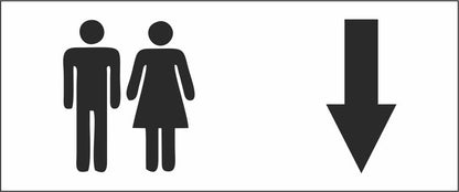 TOILETTE UOMINI E DONNE CON FRECCIA PERSONALIZZATA - CARTELLO SEGNALETICO UNI ISO 7010 in Adesivo Resistente, Pannello in Forex, Pannello In Alluminio