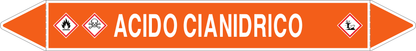 GLOBAL PACCO DA 10 ETICHETTE PER TUBAZIONI - ACIDO CIANIDRICO - Etichetta Autoadesiva Resistente