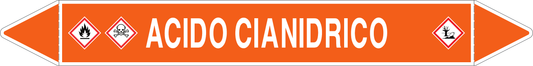 GLOBAL PACCO DA 10 ETICHETTE PER TUBAZIONI - ACIDO CIANIDRICO - Etichetta Autoadesiva Resistente