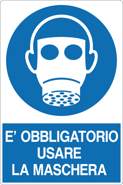 GLOBAL CARTELLO SEGNALETICO - È OBBLIGATORIO USARE LA MASCHERA - Adesivo Resistente, Pannello in Forex, Pannello In Alluminio