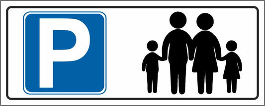 PARCHEGGIO PER FAMIGLIE mod 2 - CARTELLO SEGNALETICO UNI ISO 7010 in Adesivo Resistente, Pannello in Forex, Pannello In Alluminio