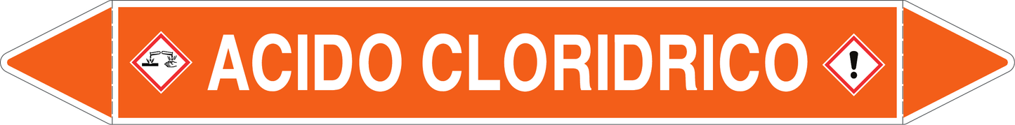 GLOBAL PACCO DA 10 ETICHETTE PER TUBAZIONI - ACIDO CLORIDRICO - Etichetta Autoadesiva Resistente
