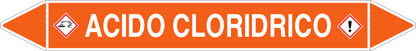 GLOBAL PACCO DA 10 ETICHETTE PER TUBAZIONI - ACIDO CLORIDRICO - Etichetta Autoadesiva Resistente
