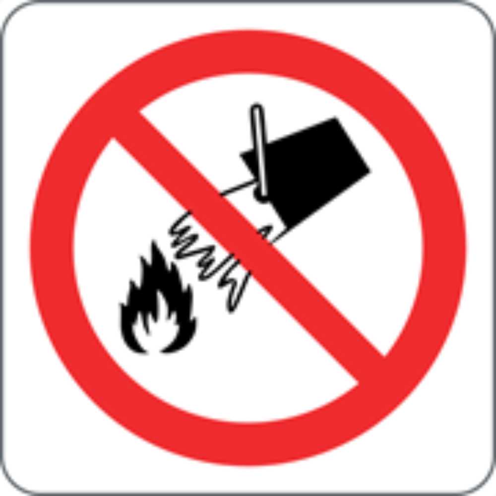 NON USARE ACQUA PER SPEGNERE INCENDI - CARTELLO SEGNALETICO QUADRATO ISO 7010 - Adesivo Extra Resistente, Pannello in Forex, Pannello In Alluminio