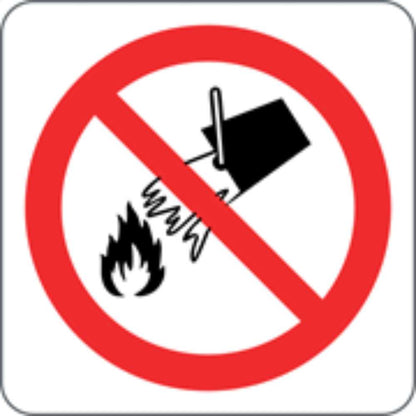 NON USARE ACQUA PER SPEGNERE INCENDI - CARTELLO SEGNALETICO QUADRATO ISO 7010 - Adesivo Extra Resistente, Pannello in Forex, Pannello In Alluminio