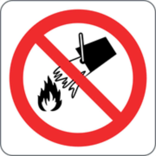 NON USARE ACQUA PER SPEGNERE INCENDI - CARTELLO SEGNALETICO QUADRATO ISO 7010 - Adesivo Extra Resistente, Pannello in Forex, Pannello In Alluminio