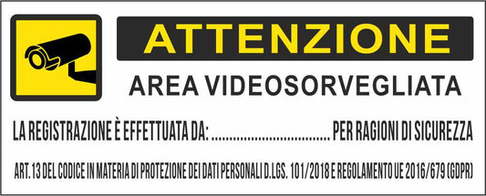 Videosorveglianza - CARTELLO SEGNALETICO UNI ISO 7010 in Adesivo Resistente, Pannello in Forex, Pannello In Alluminio