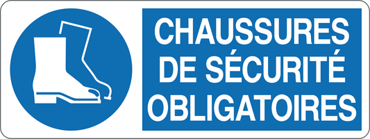 CHAUSSURES DE SECURITE OBLIGATOIRES - CARTELLO SEGNALETICO UNI ISO 7010 in Adesivo, Pannello in Forex, Pannello In Alluminio