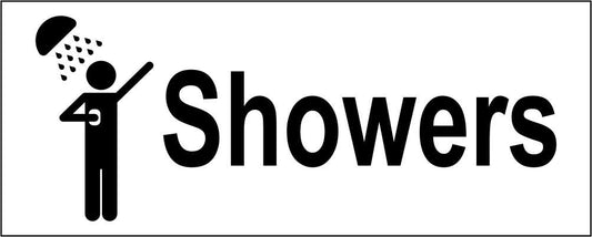SHOWERS - CARTELLO SEGNALETICO UNI ISO 7010 in Adesivo Resistente, Pannello in Forex, Pannello In Alluminio