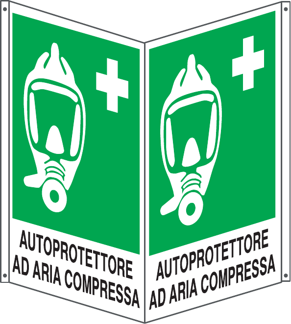 GLOBAL CARTELLO SEGNALETICO BIFACCIALE - AUTOPROTETTORE AD ARIA COMPRESSA - In Alluminio Con Stampa Diretta U.V. (IDEALE ANCHE PER ESTERNO)
