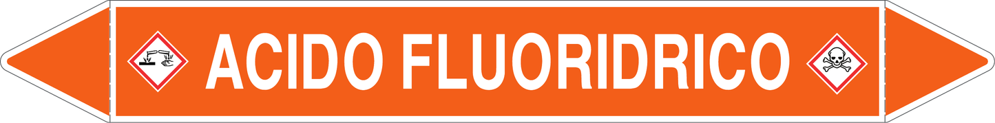 GLOBAL PACCO DA 10 ETICHETTE PER TUBAZIONI - ACIDO FLUORIDRICO - Etichetta Autoadesiva Resistente