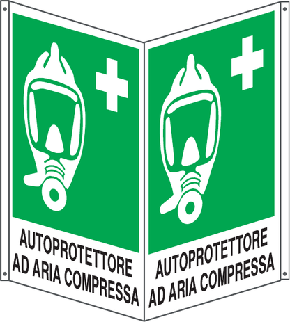 GLOBAL CARTELLO SEGNALETICO BIFACCIALE QUADRATO - AUTOPROTETTORE AD ARIA COMPRESSA - In Alluminio Con Stampa Diretta U.V. (IDEALE ANCHE PER ESTERNO)