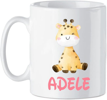 Tazza in ceramica Stampata - Giraffa personalizzata con nome - Tazza 320 ml in Ceramica Bianca, Stampa in alta definizione Idea Regalo Originale e Unica MADE IN ITALY