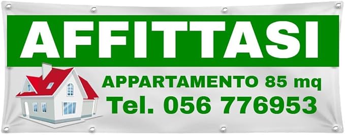 GLOBAL STRISCIONE FONDALE VENDESI AFFITASI - AFFITTASI - STRISCIONE PERSONALIZZATO IN CARTA O IN BANNER PVC ANCHE DA ESTERNO GARANZIA 5 ANNI