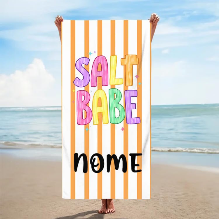 Vestin Telo da spiaggia personalizzato - SALT BABE - con Nome personalizzato - asciugamano da bagno asciugamano da piscina asciugamano da spiaggia per vacanze