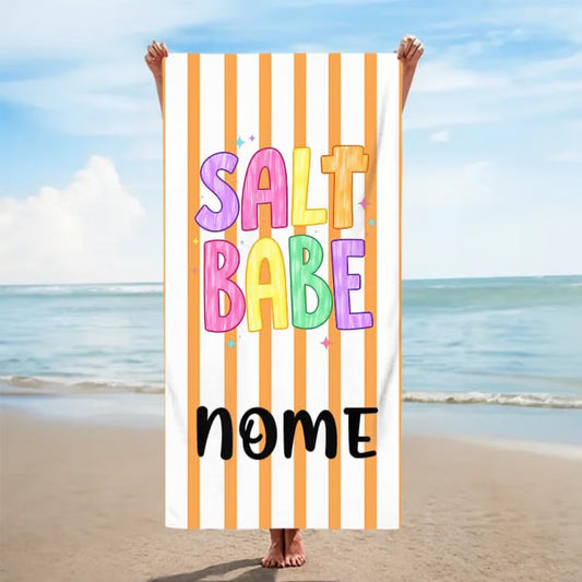 Vestin Telo da spiaggia personalizzato - SALT BABE - con Nome personalizzato - asciugamano da bagno asciugamano da piscina asciugamano da spiaggia per vacanze