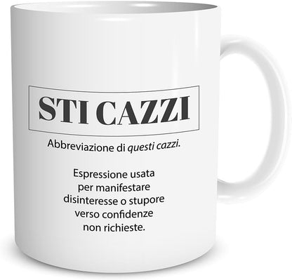 Tazza in ceramica Stampata - StiCazzi - Tazza 320 ml in Ceramica Bianca, Stampa in alta definizione Idea Regalo Originale e Unica MADE IN ITALY