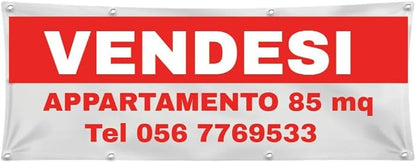 GLOBAL STRISCIONE FONDALE VENDESI AFFITASI - VENDESI - STRISCIONE PERSONALIZZATO IN CARTA O IN BANNER PVC ANCHE DA ESTERNO GARANZIA 5 ANNI