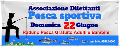 GLOBAL STRISCIONE FONDALE EVENTI - PESCA SPORTIVA - STRISCIONE PERSONALIZZATO IN CARTA O IN BANNER PVC ANCHE DA ESTERNO GARANZIA 5 ANNI