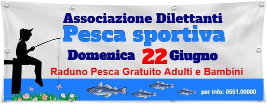GLOBAL STRISCIONE FONDALE EVENTI - PESCA SPORTIVA - STRISCIONE PERSONALIZZATO IN CARTA O IN BANNER PVC ANCHE DA ESTERNO GARANZIA 5 ANNI