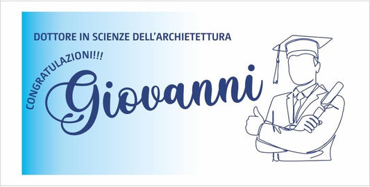 GLOBAL STRISCIONE FONDALE LAUREA - LAUREA mod 9 - STRISCIONE PERSONALIZZATO IN CARTA O IN BANNER PVC ANCHE DA ESTERNO GARANZIA 5 ANNI