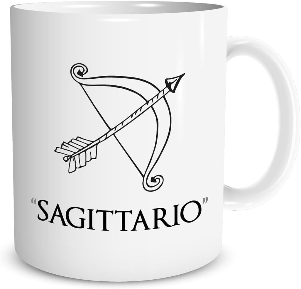 Tazza in ceramica Stampata - SAGITTARIO SEGNO ZODIACALE OROSCOPO mod 2 - Tazza 320 ml in Ceramica Bianca, Stampa in alta definizione Idea Regalo Originale e Unica MADE IN ITALY