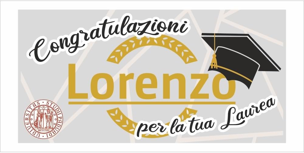 GLOBAL STRISCIONE FONDALE LAUREA - LAUREA mod 4 - STRISCIONE PERSONALIZZATO IN CARTA O IN BANNER PVC ANCHE DA ESTERNO GARANZIA 5 ANNI