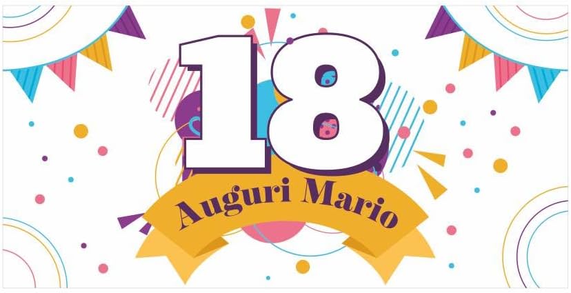 GLOBAL STRISCIONE FONDALE COMPLEANNO - 18 ANNI MOD. 1 - STRISCIONE PERSONALIZZATO IN CARTA O IN BANNER PVC ANCHE DA ESTERNO GARANZIA 5 ANNI