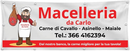 GLOBAL STRISCIONE FONDALE  ATTIVITÀ - MACELLERIA - STRISCIONE PERSONALIZZATO IN CARTA O IN BANNER PVC ANCHE DA ESTERNO GARANZIA 5 ANNI