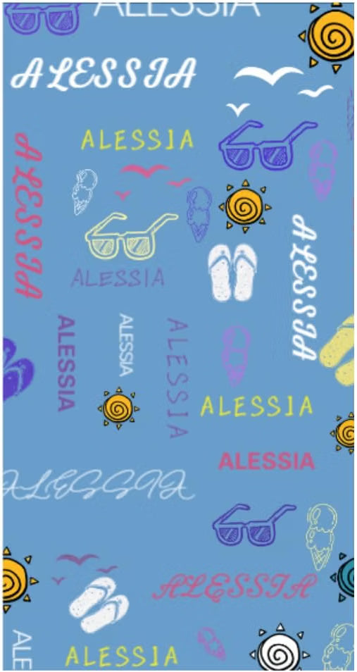 Vestin Telo da spiaggia personalizzato - OGGETTI ESTIVI - con Nome personalizzato - asciugamano da bagno asciugamano da piscina asciugamano da spiaggia per vacanze