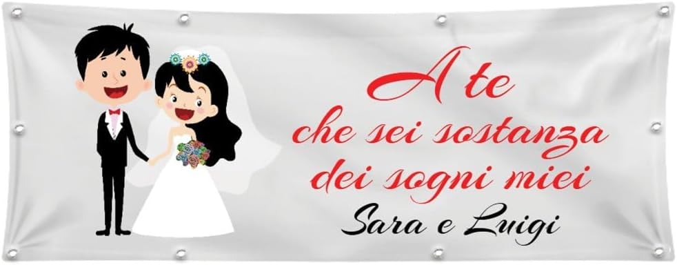 GLOBAL STRISCIONE FONDALE MATRIMONIO - SOGNI - STRISCIONE PERSONALIZZATO IN CARTA O IN BANNER PVC ANCHE DA ESTERNO GARANZIA 5 ANNI
