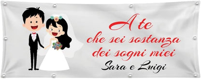 GLOBAL STRISCIONE FONDALE MATRIMONIO - SOGNI - STRISCIONE PERSONALIZZATO IN CARTA O IN BANNER PVC ANCHE DA ESTERNO GARANZIA 5 ANNI