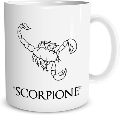 Tazza in ceramica Stampata - SCORPIONE SEGNO ZODIACALE OROSCOPO mod 2 - Tazza 320 ml in Ceramica Bianca, Stampa in alta definizione Idea Regalo Originale e Unica MADE IN ITALY
