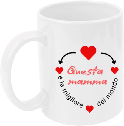 Tazza in ceramica Stampata - QUESTA MAMMA - Tazza 320 ml in Ceramica Bianca, Stampa in alta definizione Idea Regalo Originale e Unica MADE IN ITALY
