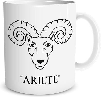 Tazza in ceramica Stampata - ARIETE SEGNO ZODIACALE OROSCOPO mod 2 - Tazza 320 ml in Ceramica Bianca, Stampa in alta definizione Idea Regalo Originale e Unica MADE IN ITALY