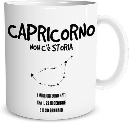 Tazza in ceramica Stampata - CAPRICORNO SEGNO ZODIACALE OROSCOPO - Tazza 320 ml in Ceramica Bianca, Stampa in alta definizione Idea Regalo Originale e Unica MADE IN ITALY