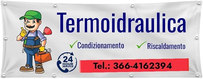 GLOBAL STRISCIONE FONDALE  ATTIVITÀ - IDRAULICO - STRISCIONE PERSONALIZZATO IN CARTA O IN BANNER PVC ANCHE DA ESTERNO GARANZIA 5 ANNI