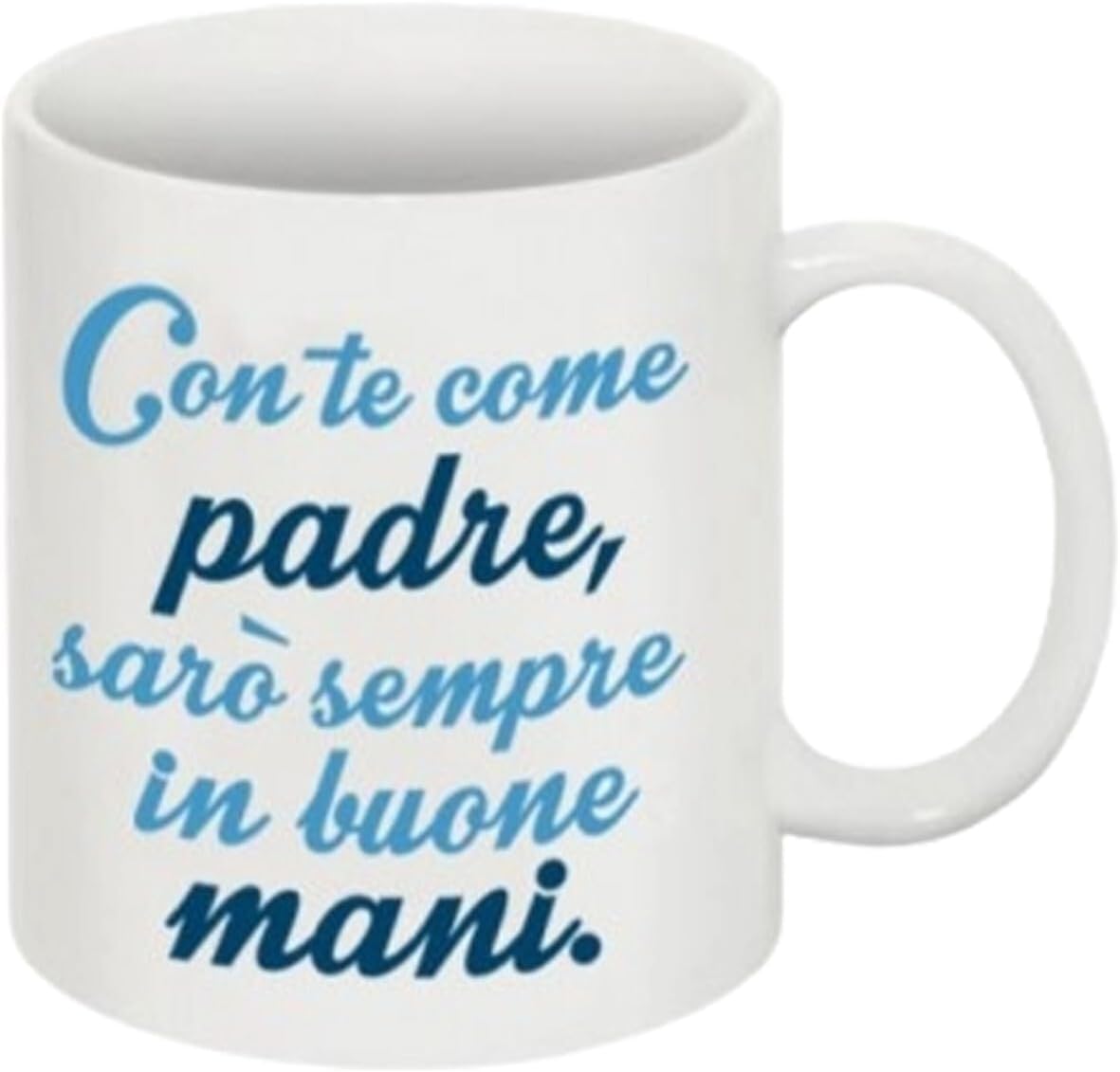 Tazza in ceramica Stampata - CON TE COME PADRE - Tazza 320 ml in Ceramica Bianca, Stampa in alta definizione Idea Regalo Originale e Unica MADE IN ITALY