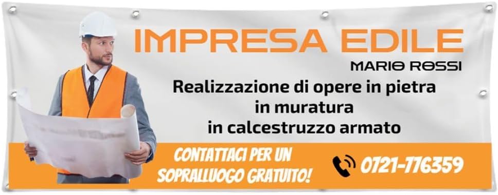 GLOBAL STRISCIONE FONDALE  ATTIVITÀ - IMPRESA EDILE - STRISCIONE PERSONALIZZATO IN CARTA O IN BANNER PVC ANCHE DA ESTERNO GARANZIA 5 ANNI