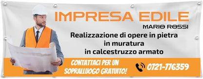 GLOBAL STRISCIONE FONDALE  ATTIVITÀ - IMPRESA EDILE - STRISCIONE PERSONALIZZATO IN CARTA O IN BANNER PVC ANCHE DA ESTERNO GARANZIA 5 ANNI