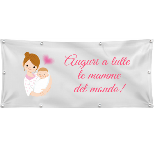 GLOBAL STRISCIONE FONDALE ANNIVERSARIO - FESTA DELLA MAMMA - IN CARTA O IN BANNER PVC ANCHE DA ESTERNO GARANZIA 5 ANNI