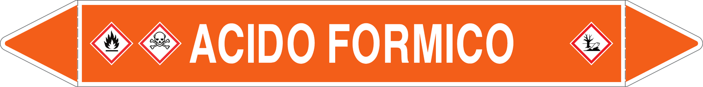 GLOBAL PACCO DA 10 ETICHETTE PER TUBAZIONI - ACIDO FORMICO - Etichetta Autoadesiva Resistente