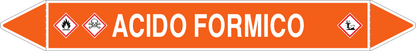 GLOBAL PACCO DA 10 ETICHETTE PER TUBAZIONI - ACIDO FORMICO - Etichetta Autoadesiva Resistente