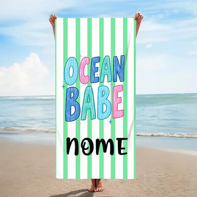 Vestin Telo da spiaggia personalizzato - OCEAN BABE - con Nome personalizzato - asciugamano da bagno asciugamano da piscina asciugamano da spiaggia per vacanze