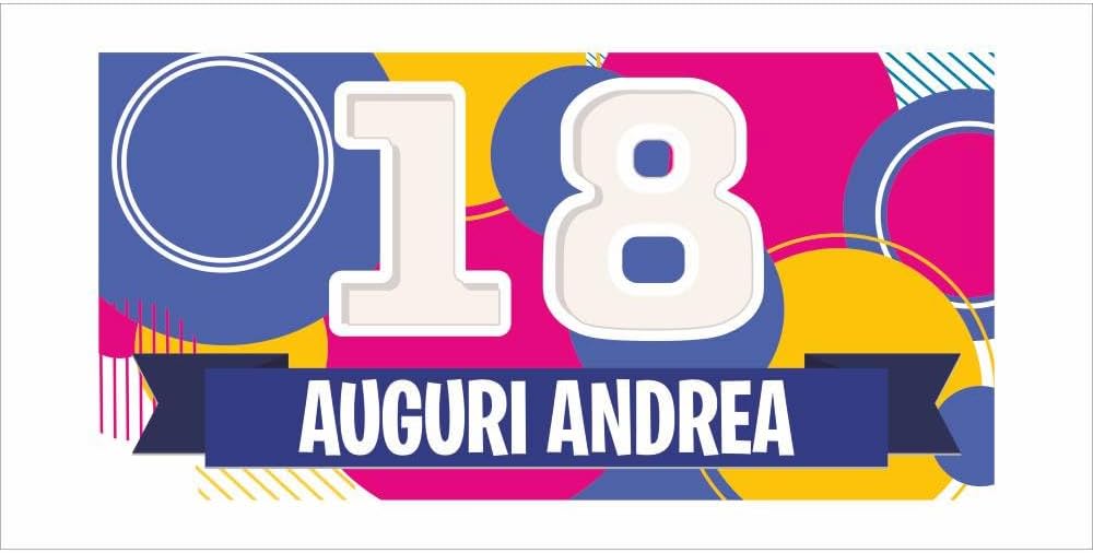 GLOBAL STRISCIONE FONDALE COMPLEANNO - 18 ANNI MOD. 3 - STRISCIONE PERSONALIZZATO IN CARTA O IN BANNER PVC ANCHE DA ESTERNO GARANZIA 5 ANNI
